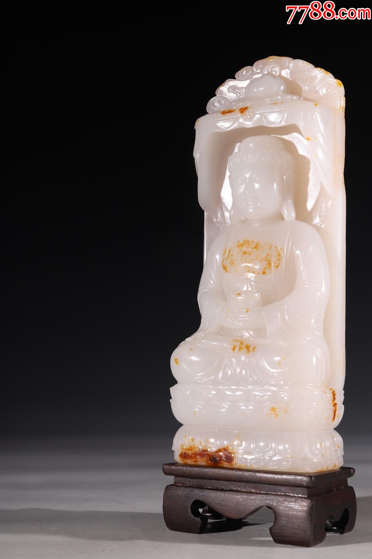和田羊脂白玉玉佛摆件