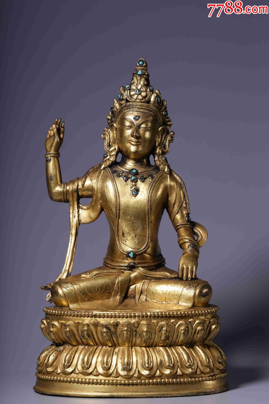 铜鎏金观音坐像高23厘米_铜像/铜佛像_图片鉴别_收藏价值_7788和田玉