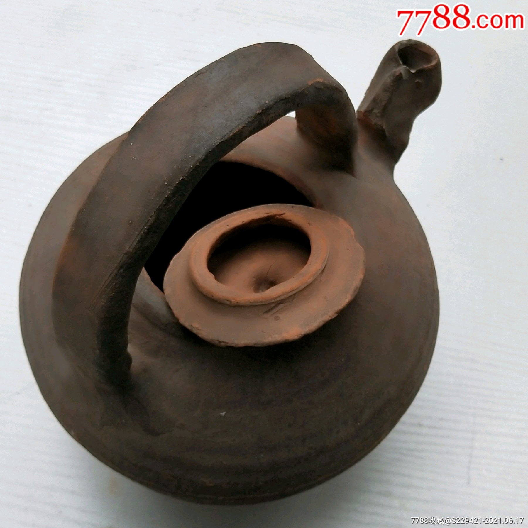 民国红泥陶茶壶远安窑纯手工土陶提梁壶耐高温户外柴火烧水壶凉水壶