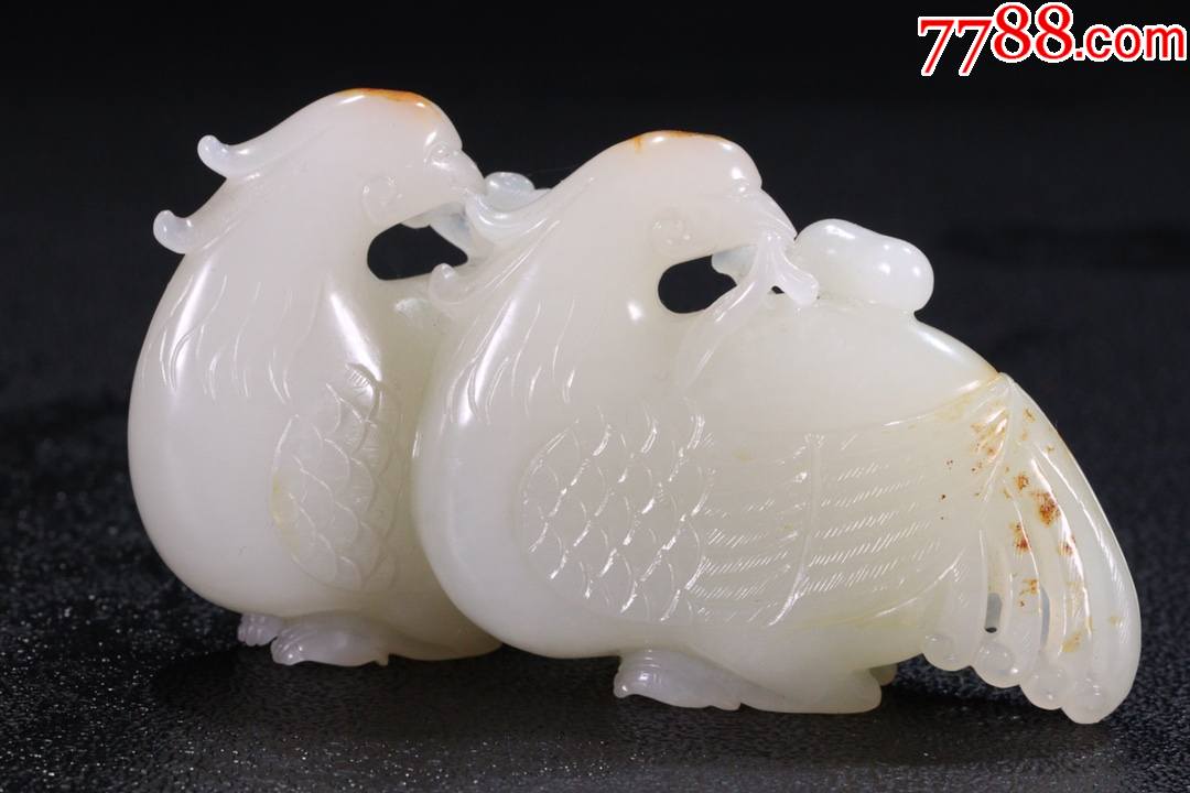 和田玉籽料鸳鸯如意玉雕件