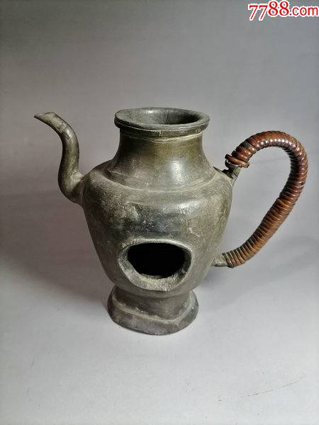 晚清民国锡制温酒壶