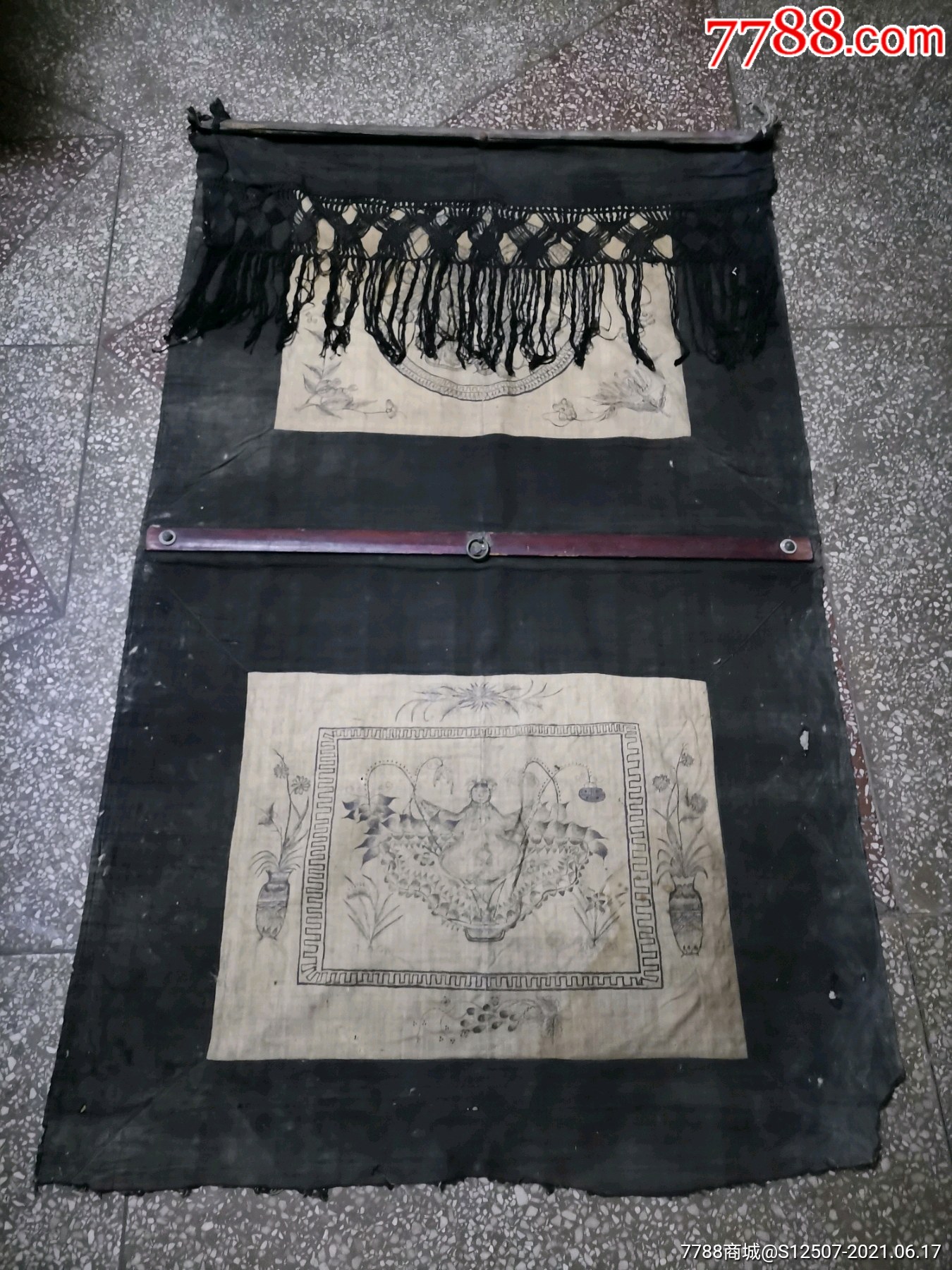 清代花鸟画门帘