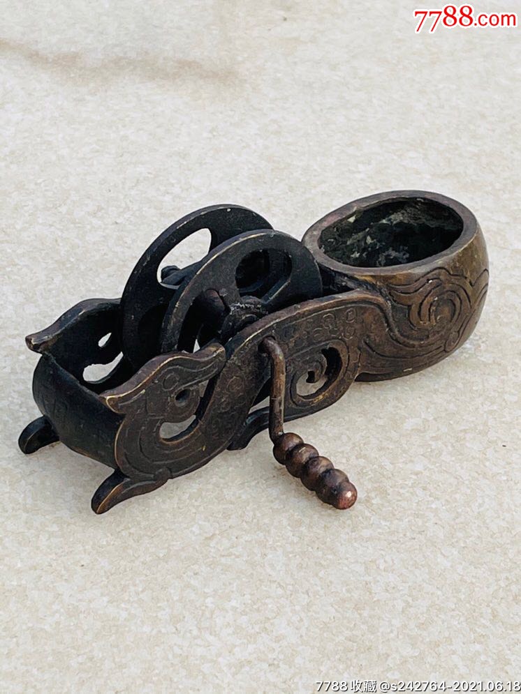 民国铜制老墨斗,全品无损.