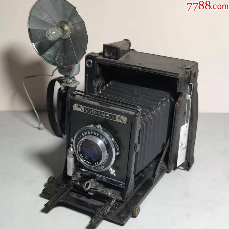 民国老上海古董格莱菲皮腔相机冒烟闪光灯新闻外拍机老物影视道具