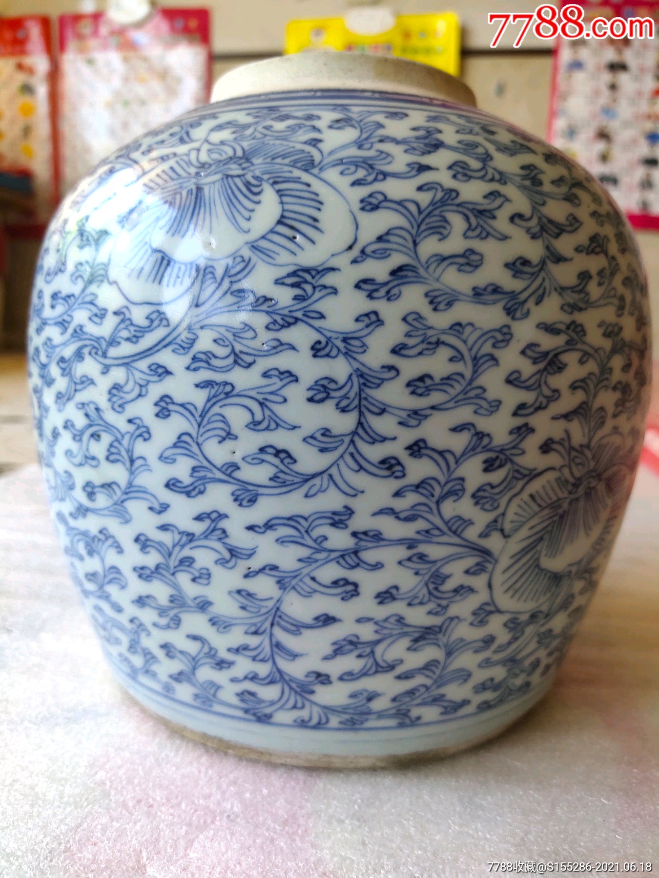 5品99清代青花茶碗盖子,口径10.