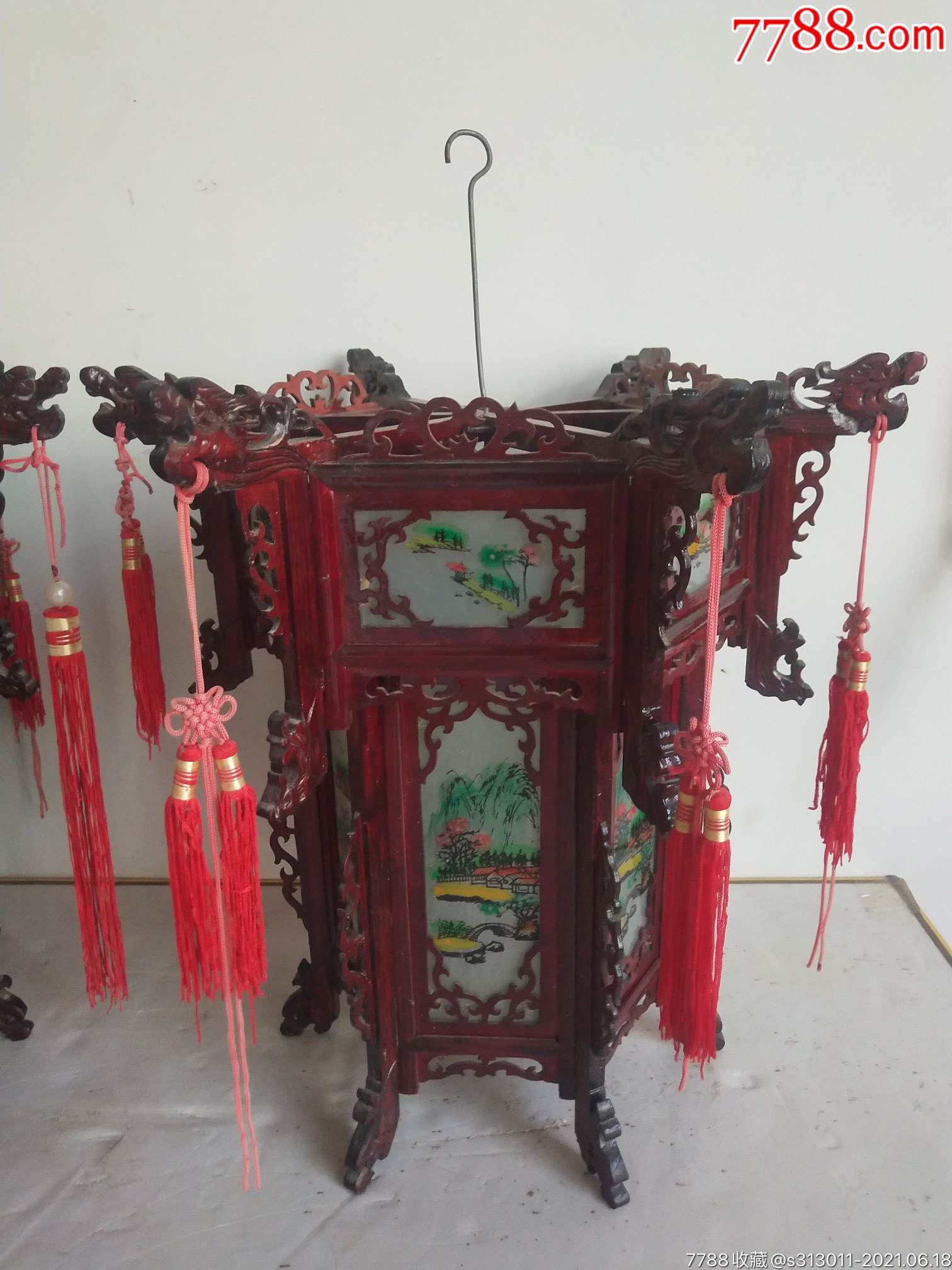 六七十年代楠木灯笼一对