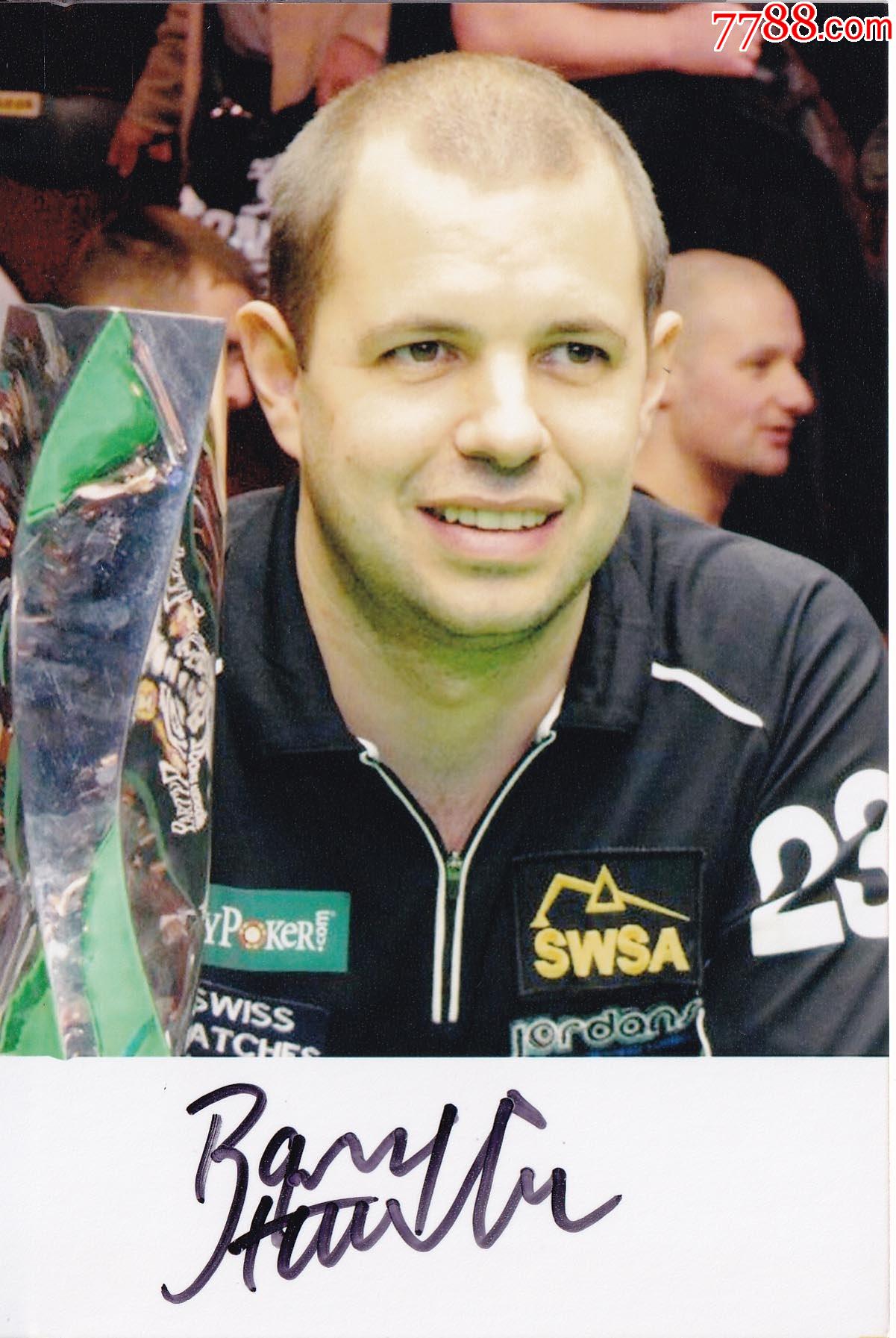 官方正品a-斯诺克巴里·霍金斯亲笔签名照-送礼佳品生日礼物珍藏