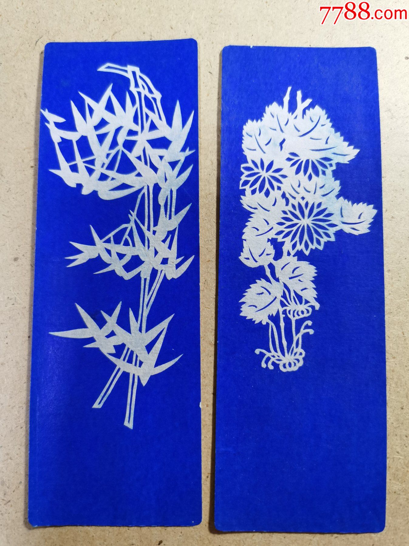 书签(竹;菊)剪纸贴花手工