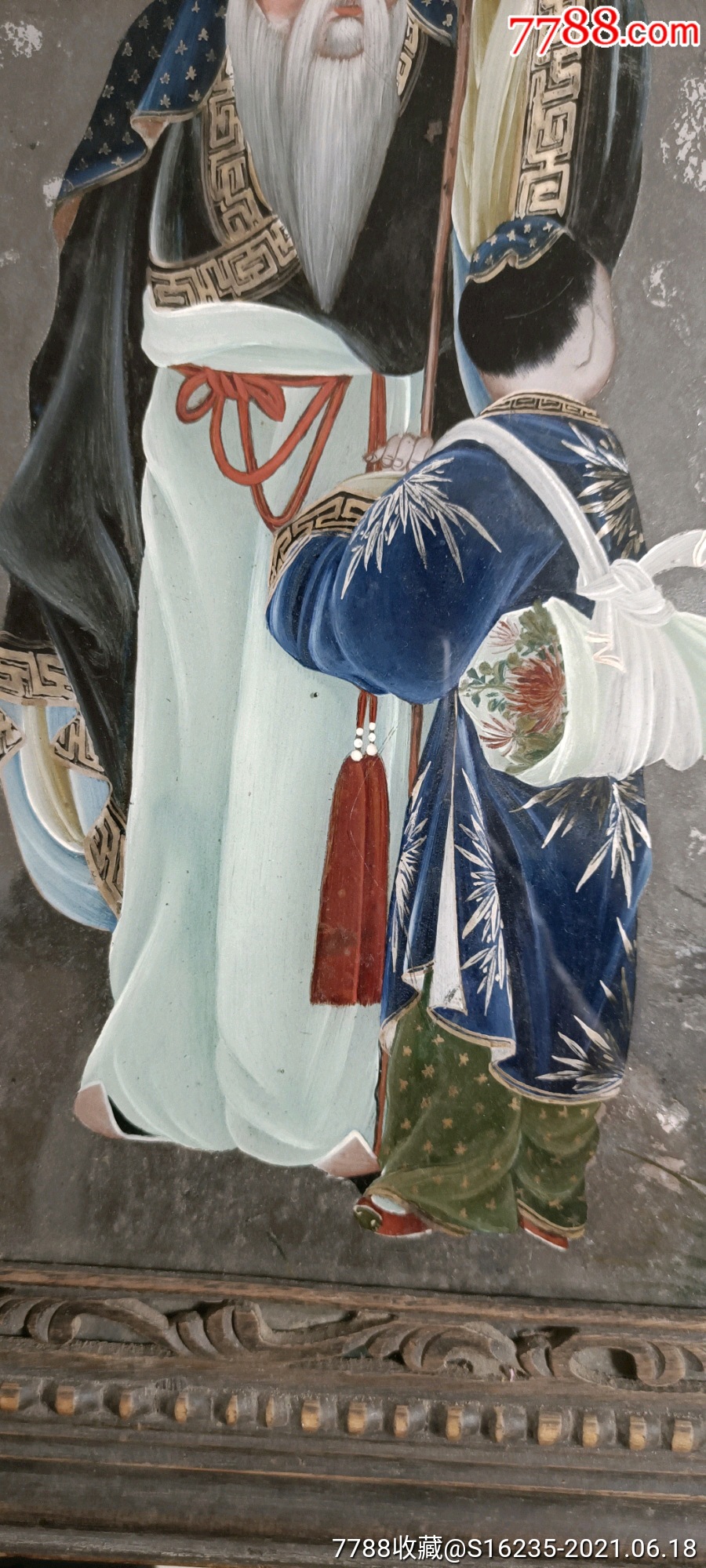 清代宫廷画家吴葆贞绘"松下仙翁童子图"玻璃画_琉璃像_第10张_7788