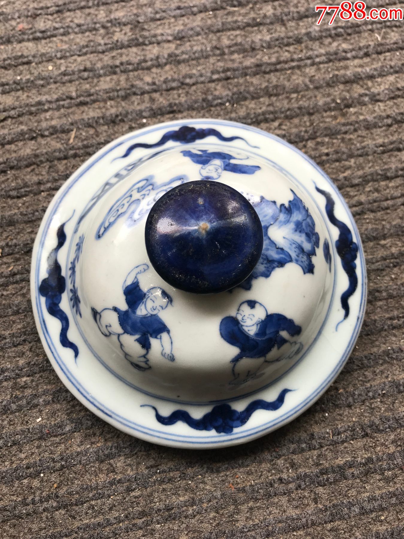 康熙青花婴戏图将军罐盖子