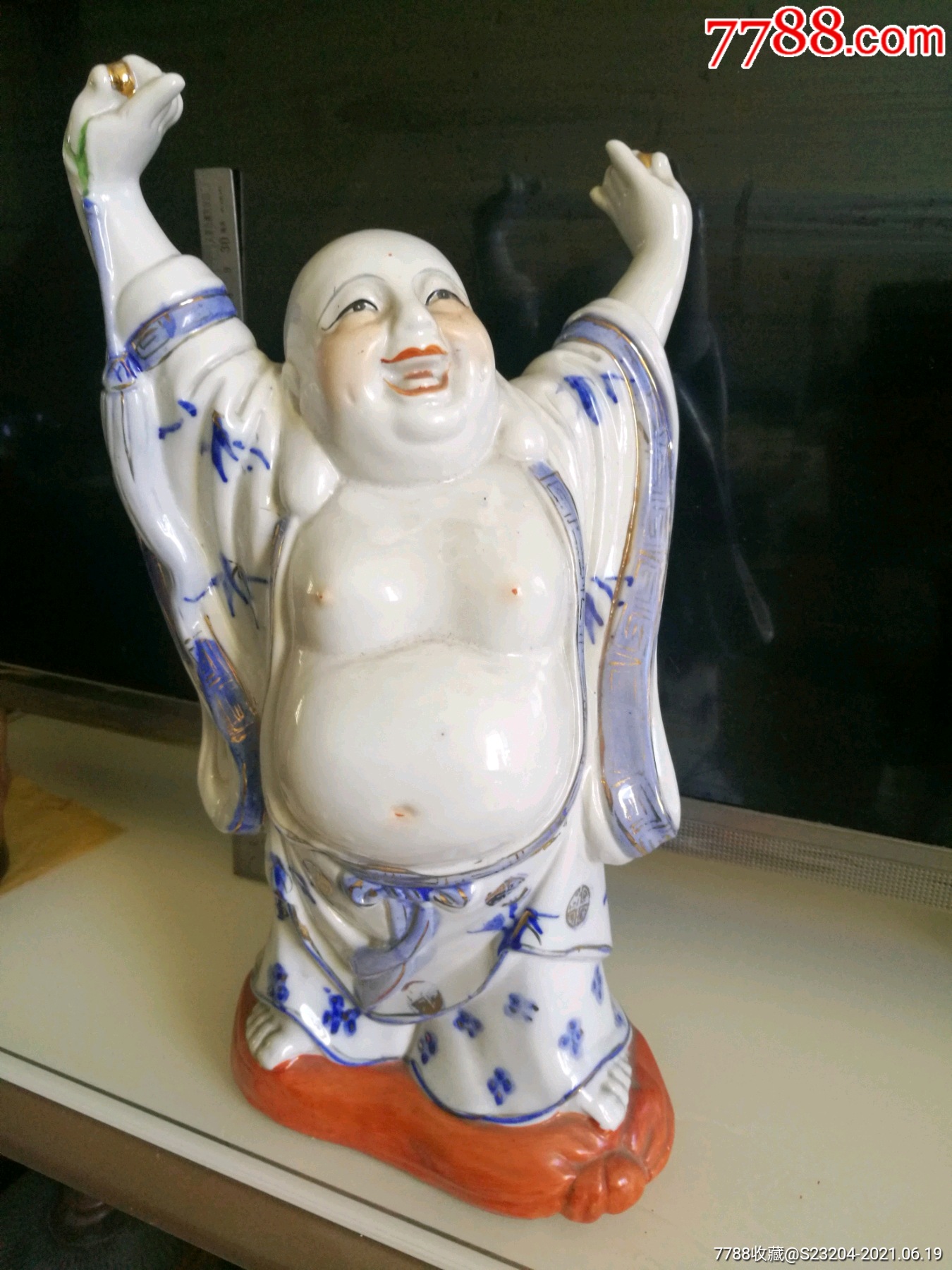 80年代青花描金弥勒佛布袋和尚