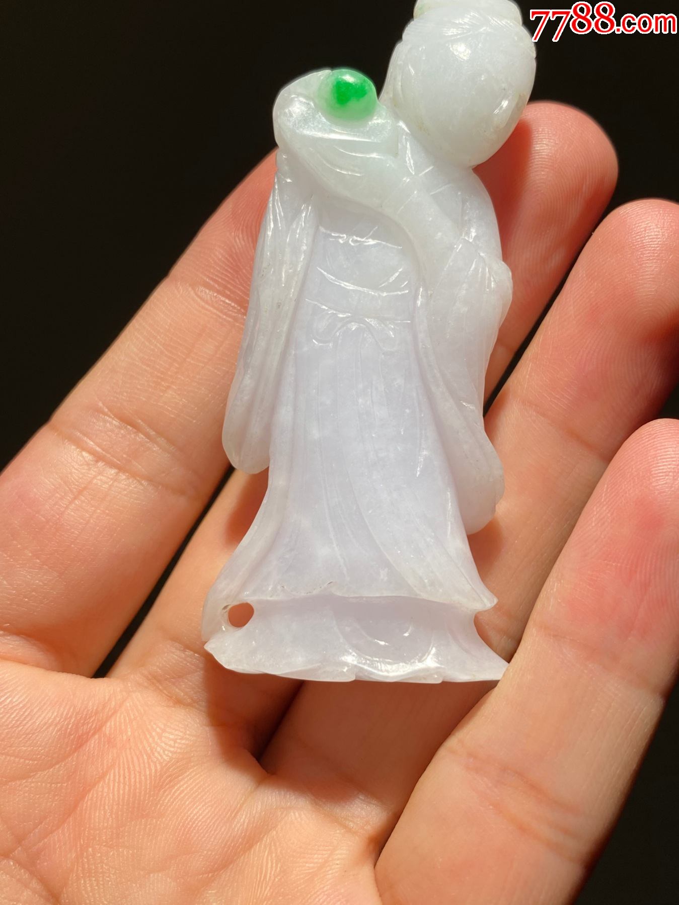 清代翡翠仕女捧珠摆件明清翡翠雕件人物摆件老翡翠文房赏玩