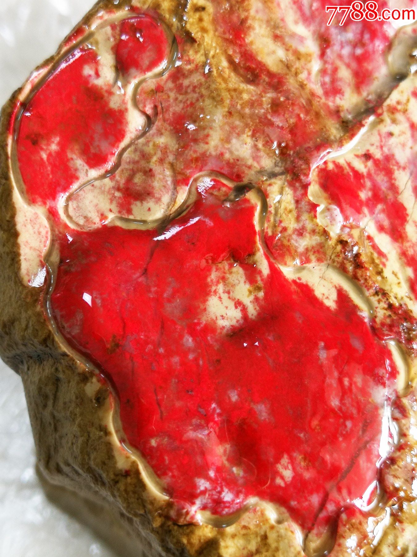 昌化鸡血石大毛料1.83公斤(血鲜红,血面软地,底子软钢,钨钢刀刻费劲)