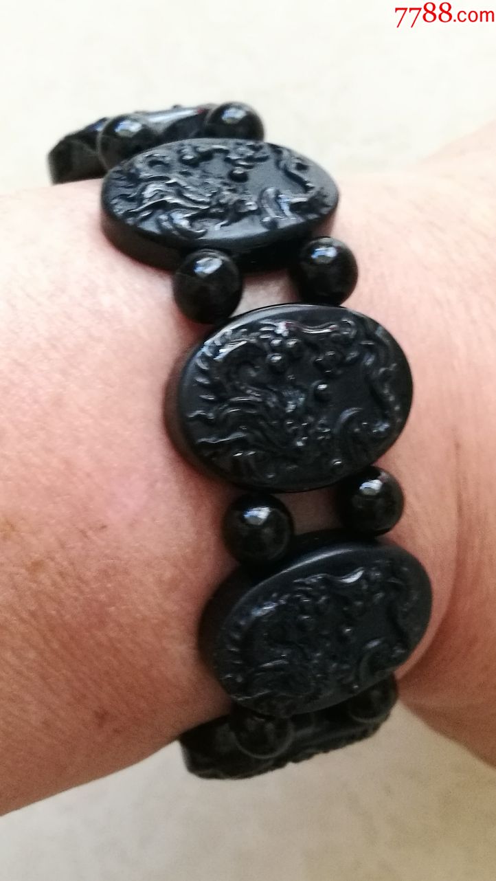 墨翠翡翠a货九龙牌手链不议价