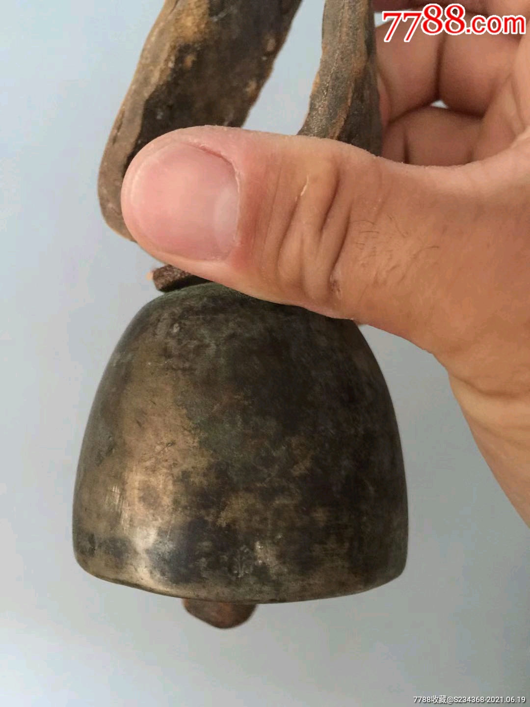 清代树叶款铃铛老古董老白铜铃铛古玩杂项民俗老物件-铜铃/铃铛-7788