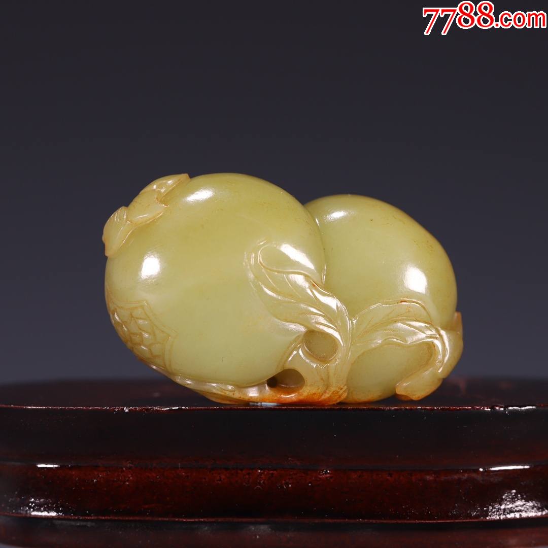 和田黄玉石榴把件