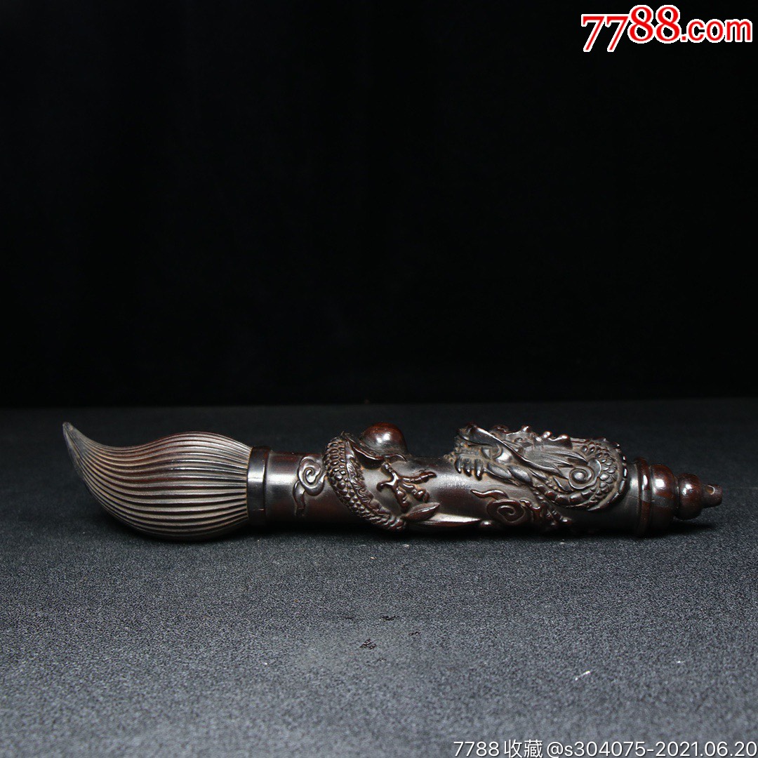 檀木精雕龙笔_木雕摆件_图片欣赏_收藏价格_7788连环画