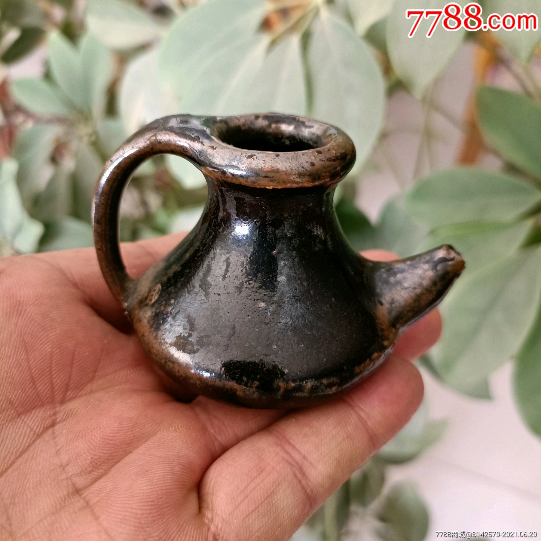 清代老窑黑釉窑变文房用具砚滴完整保老保真