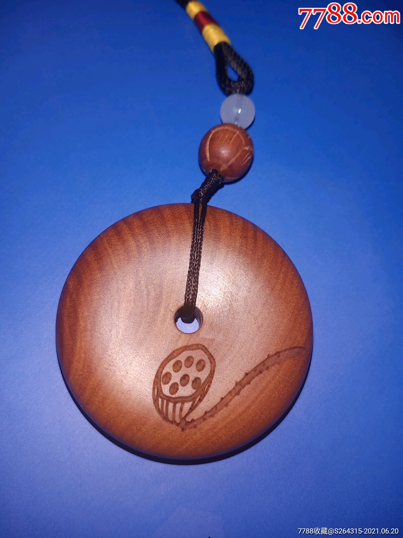 檀香荷韵多子多福平安扣莲花莲藕吊坠挂件禅意包饰_第2张_7788木艺