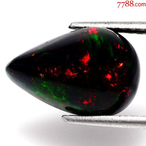 黑欧泊石纯天然无任何处理欧珀5.38克拉梨型