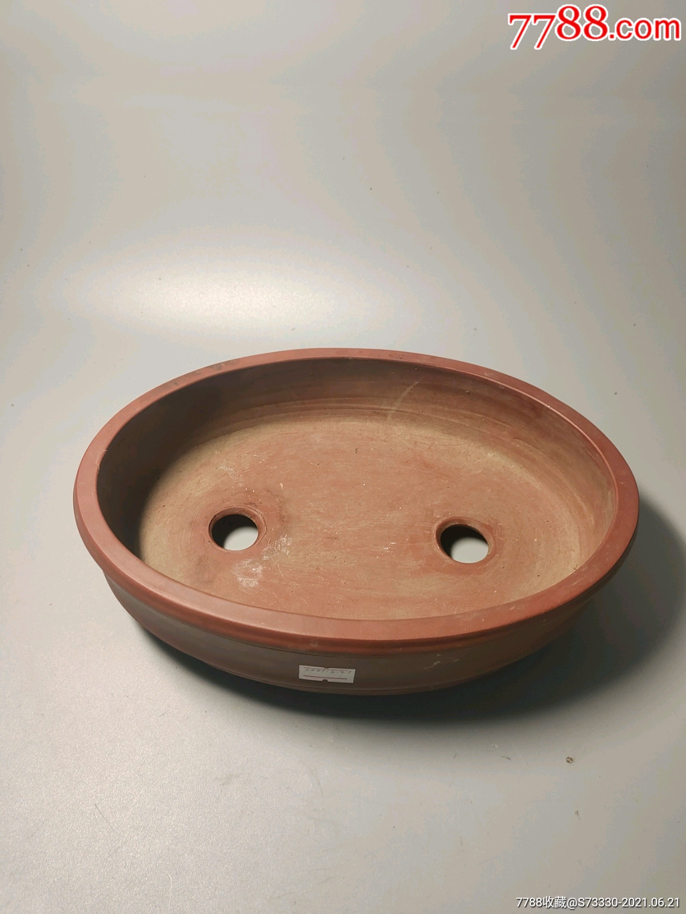 80年代左右椭圆形竹节紫砂花盆