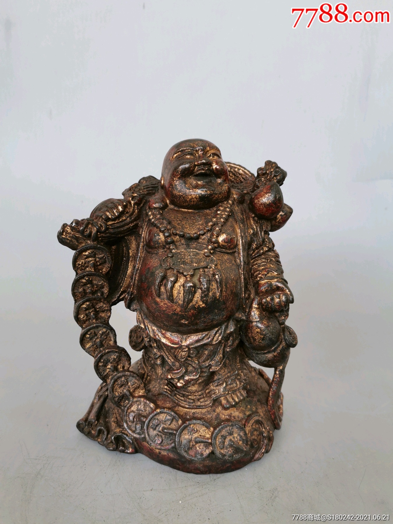 大肚弥勒佛铜佛像-铜像/铜佛像-7788书画网