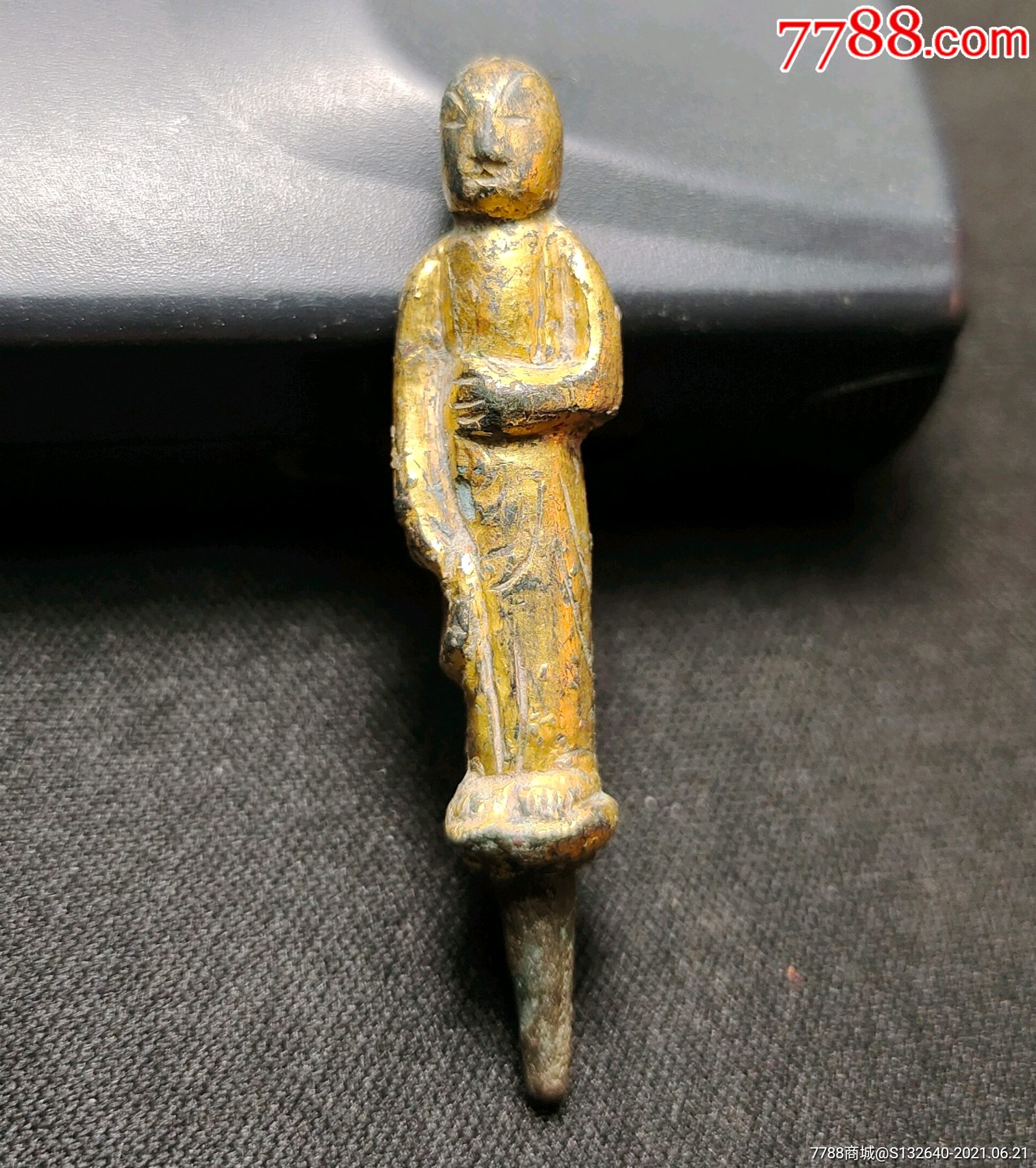 精美高古佛教"阿南"鎏金造像插佛一尊