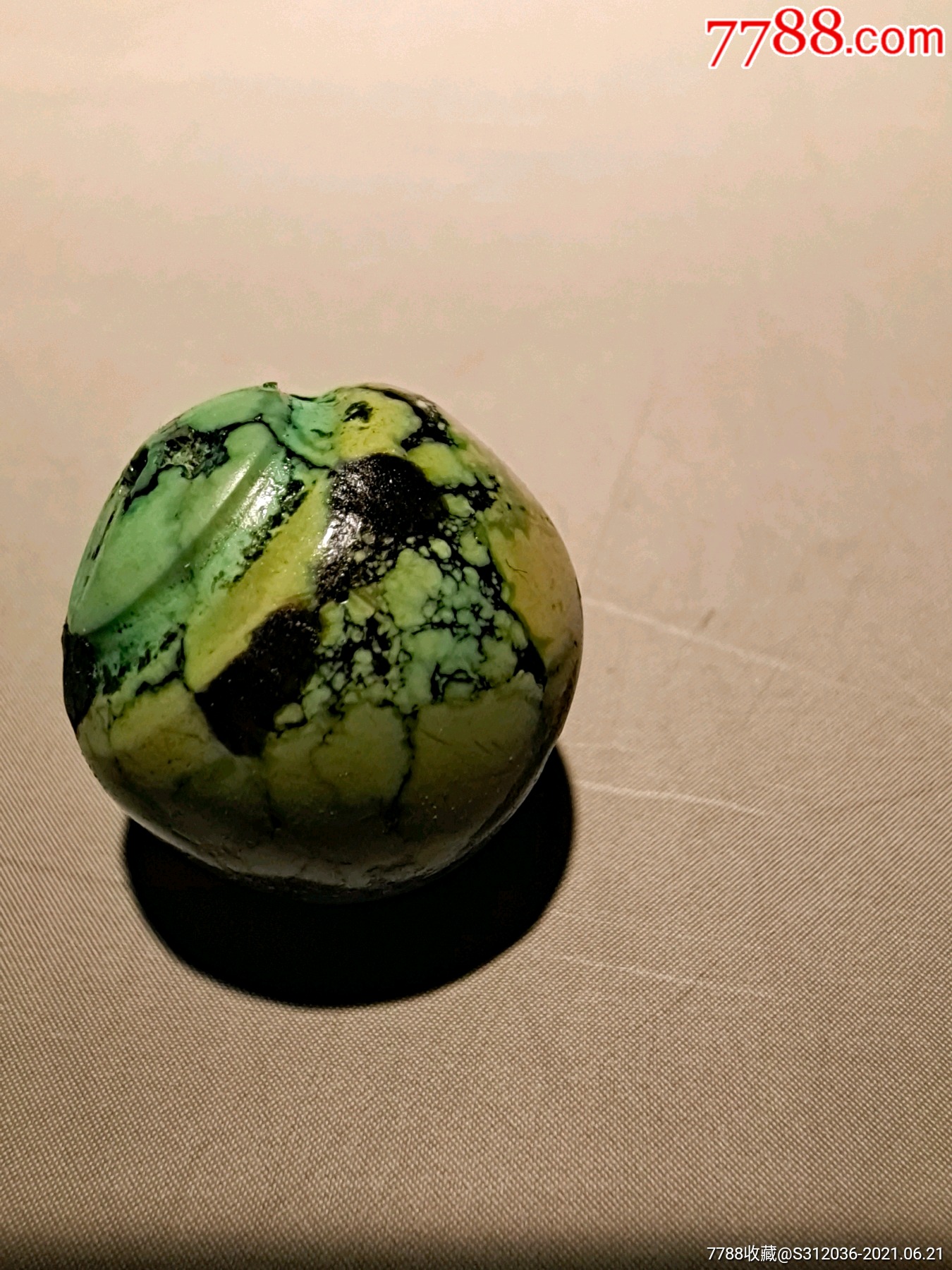 藏传老松石车轱辘珠