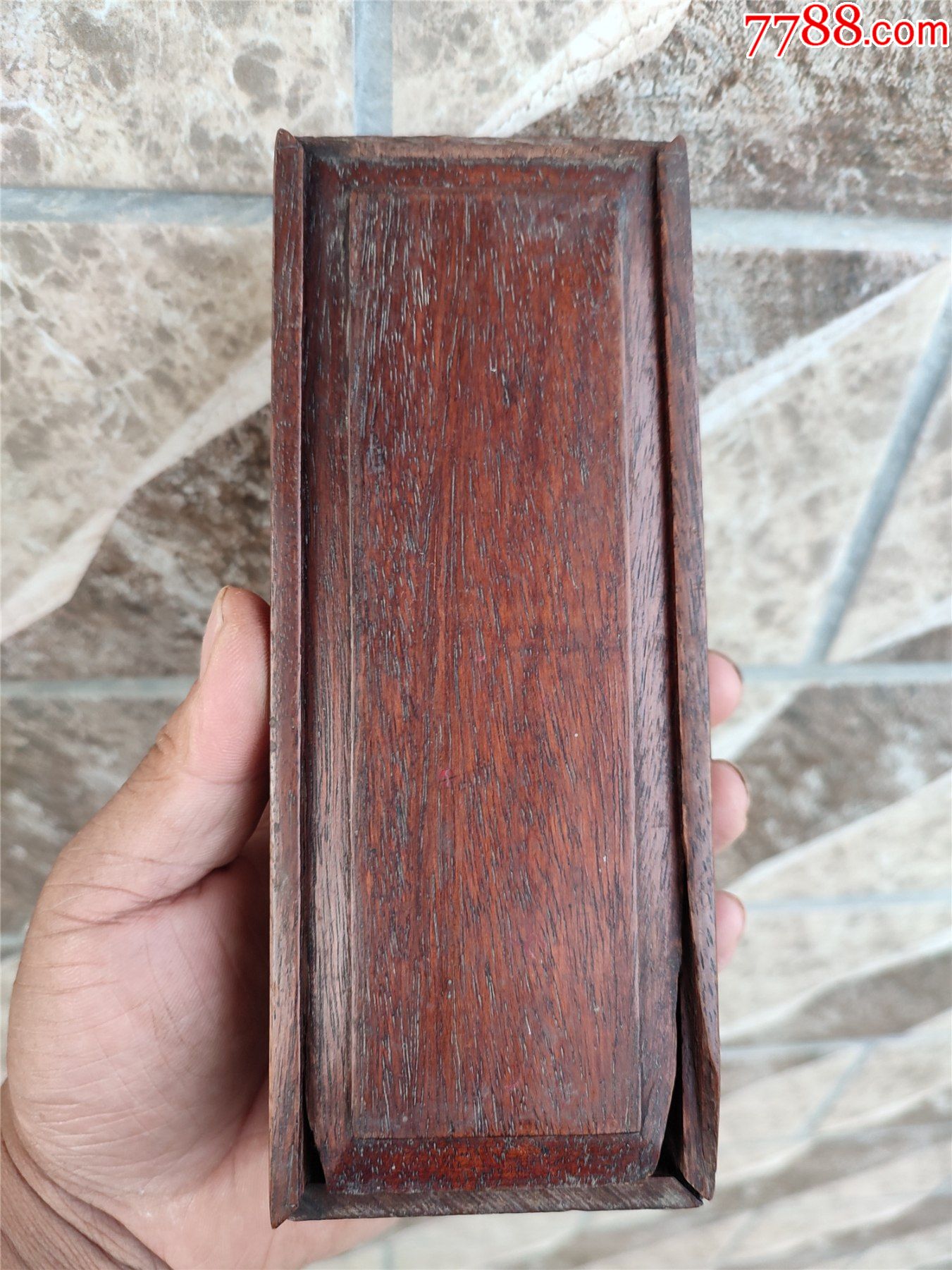 草花梨的盒子,盖子有点破损,其余完好,保老保真-价格:200元-se