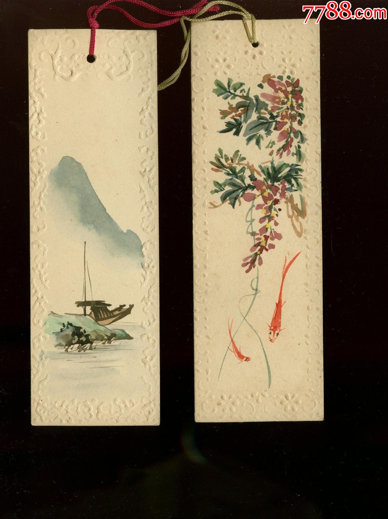 手绘书签2张-书签/藏书票-7788票证网