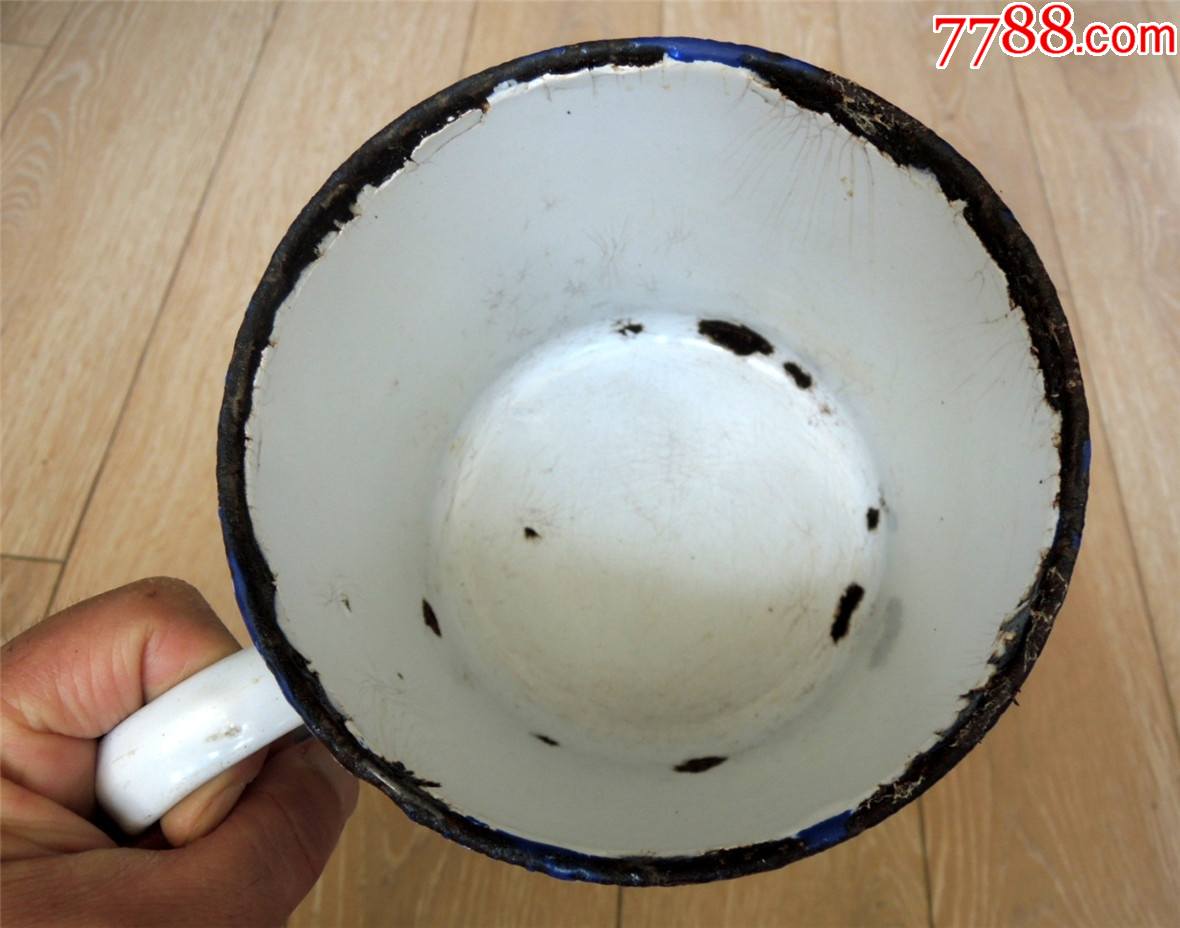 怀旧收藏2106-60-70年代大号加厚彩印昆明滇池风光图口缸茶缸