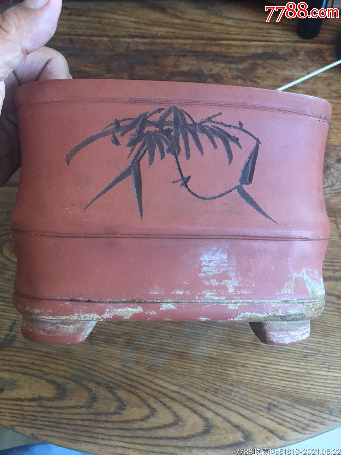 红梅坊竹节型紫砂花盆