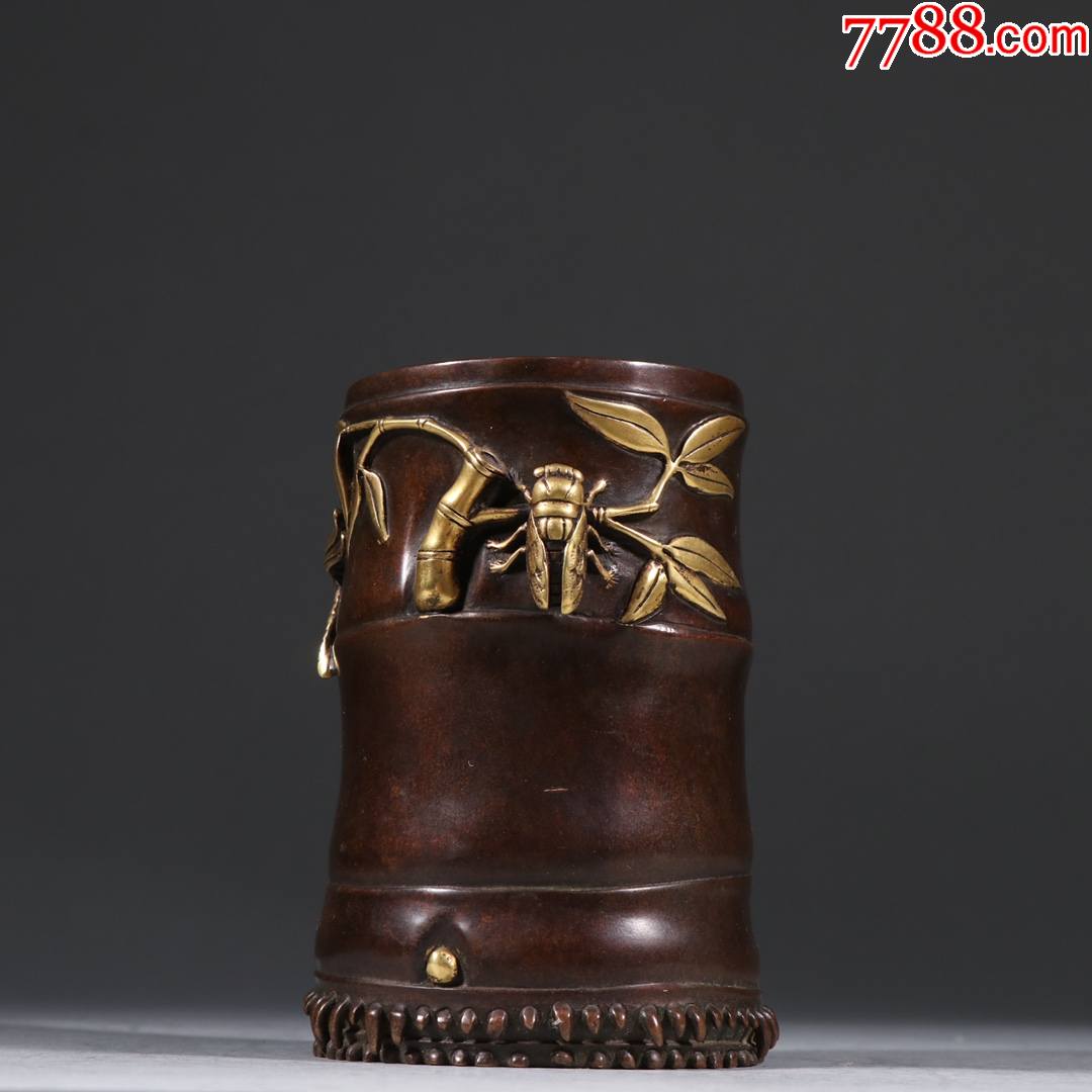 铜胎鎏金竹节纹笔筒_价格3800元_第1张_7788收藏__收藏热线