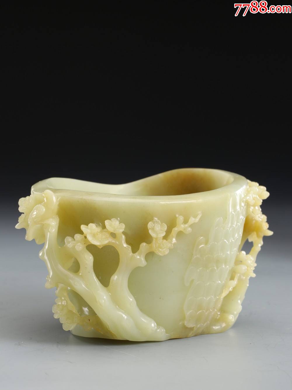 和田白玉梅花杯