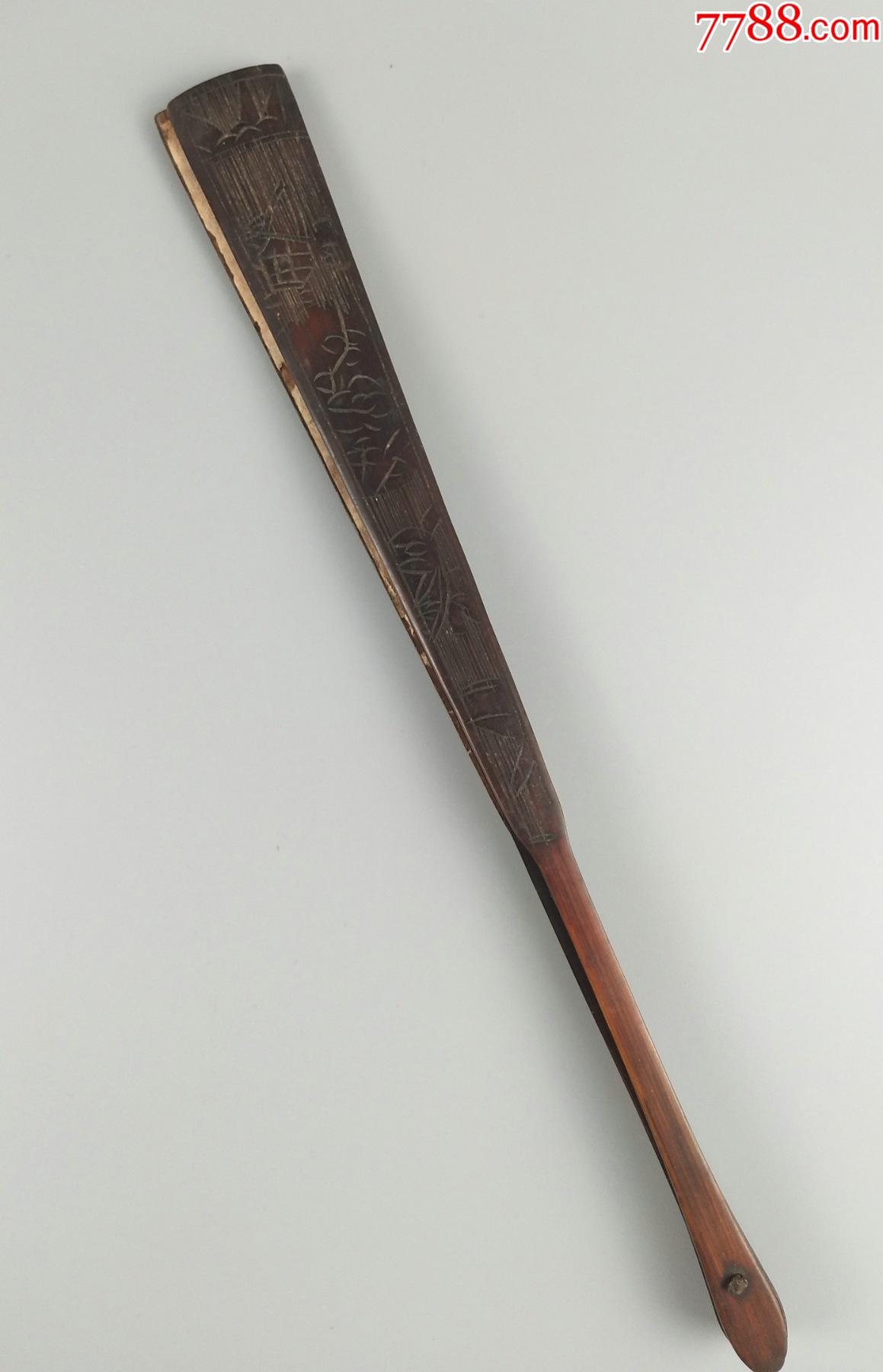 竹雕花老扇骨13