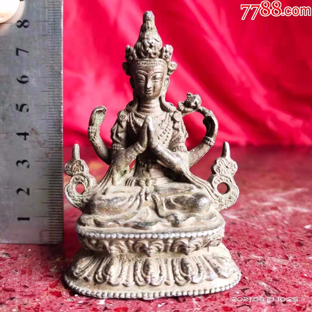 有四只手的旧铜雕佛像,不是很大,古董古玩收藏品杂项摆件,包邮