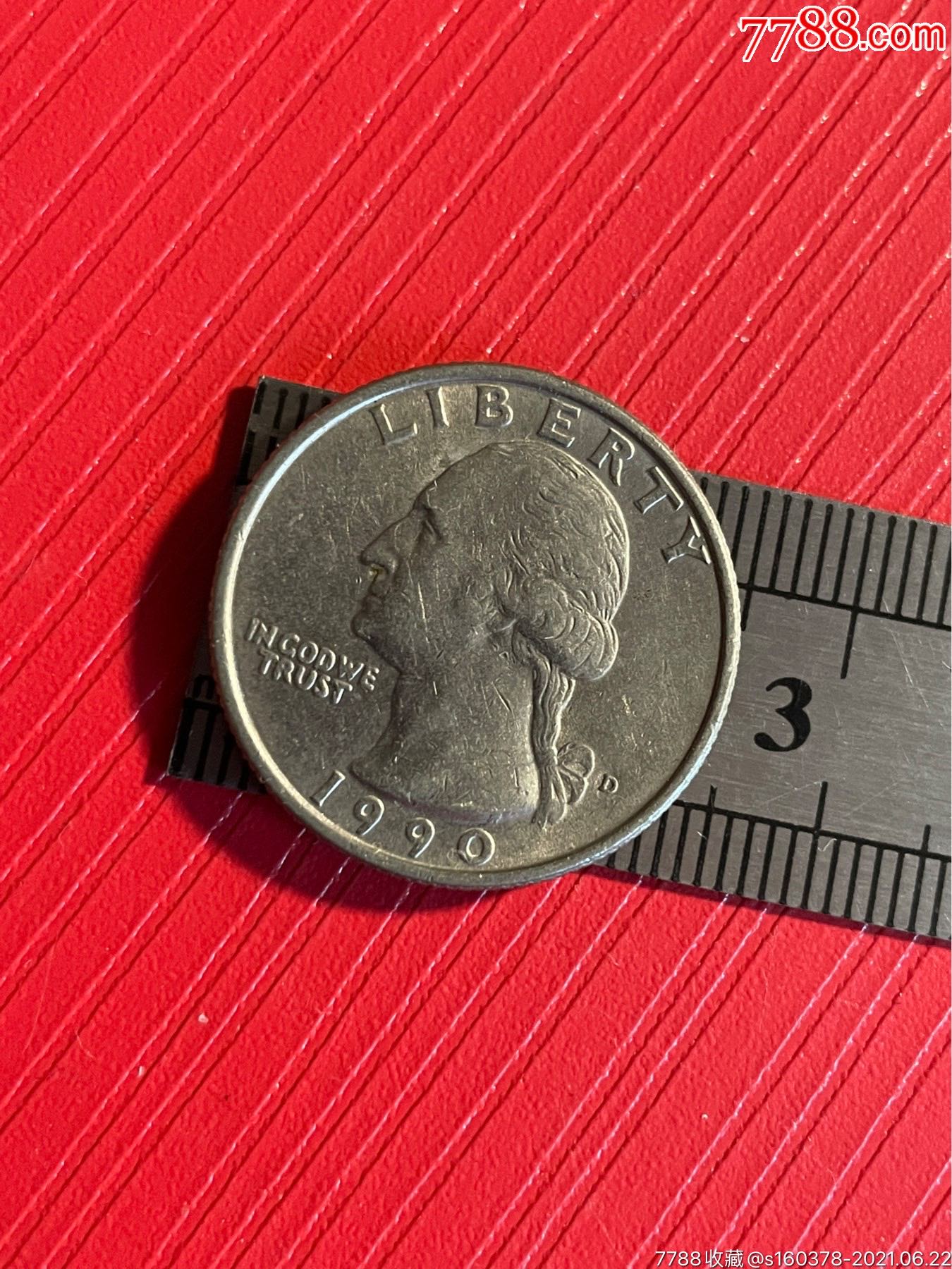 美国硬币1990年二十五美分外囯硬币_价格3元【收藏大世界微店】_第1张