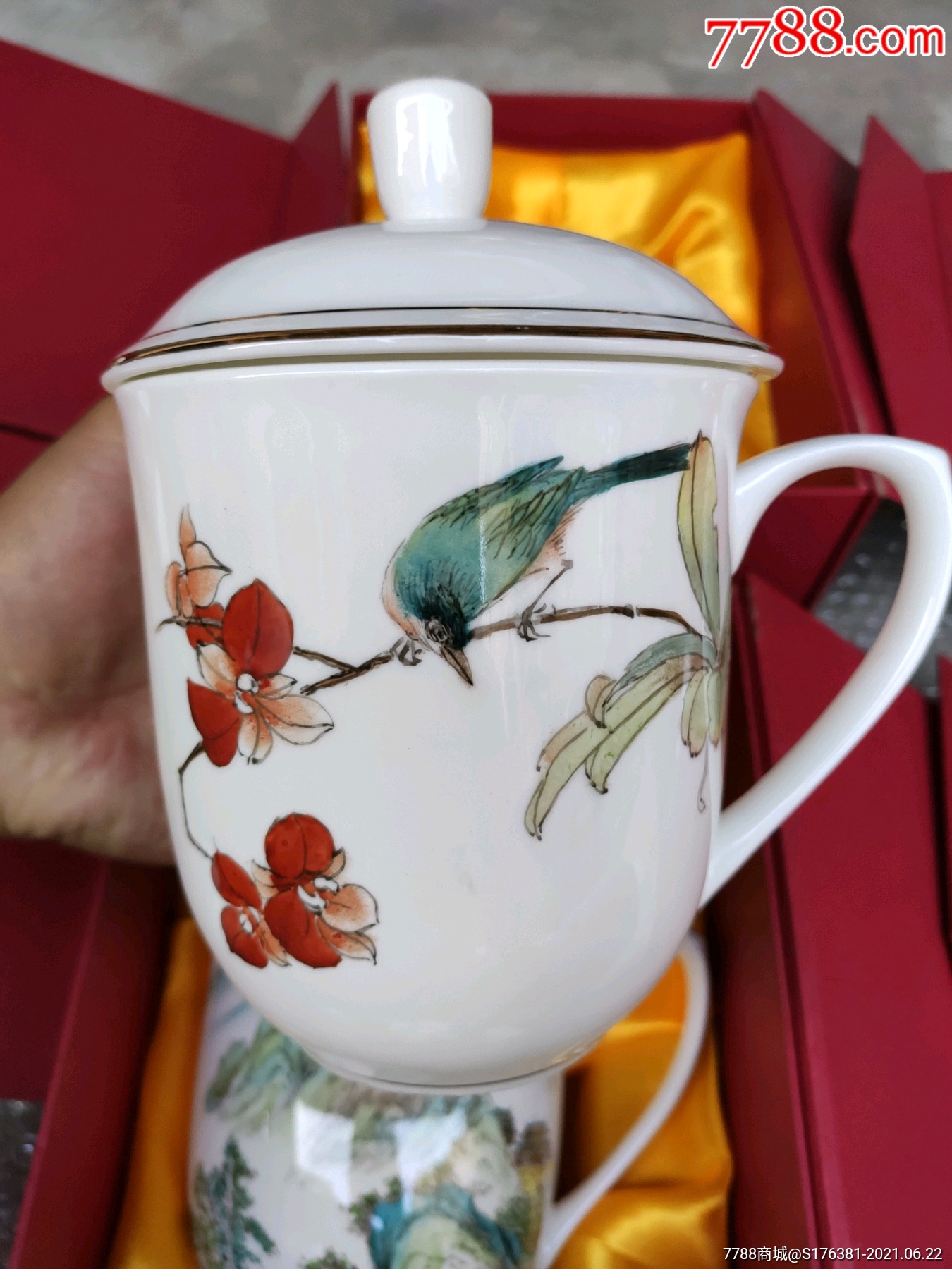 唐山工艺美术大师手绘大茶杯八件有普通茶杯一倍多大小