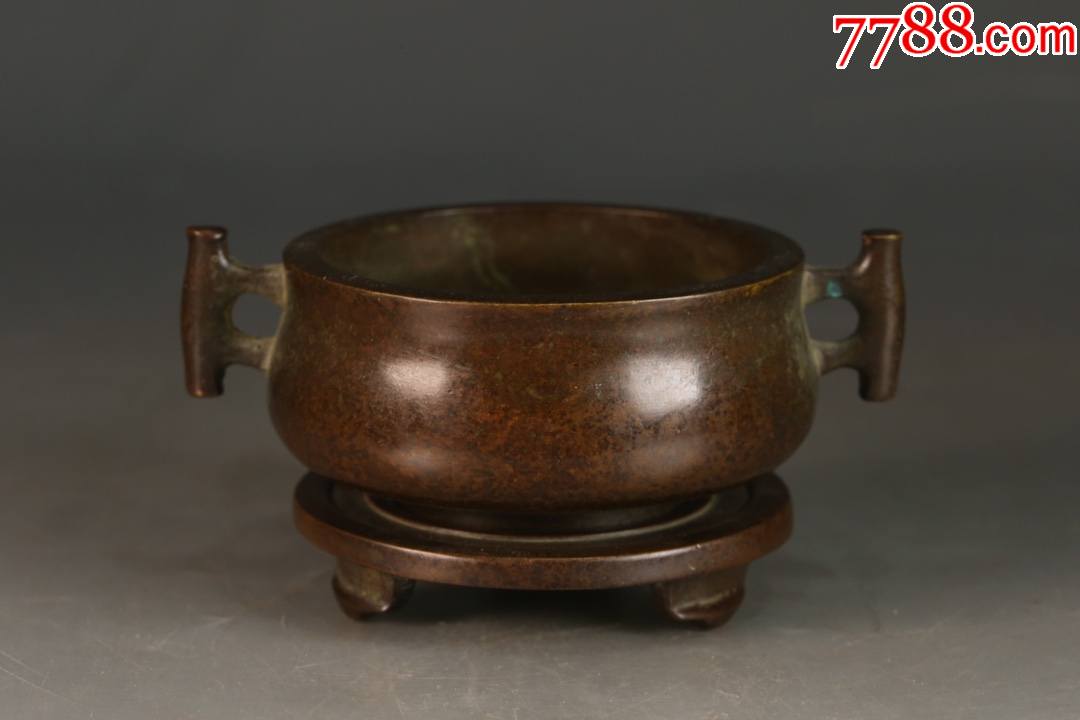 收藏精品清双耳铜香炉