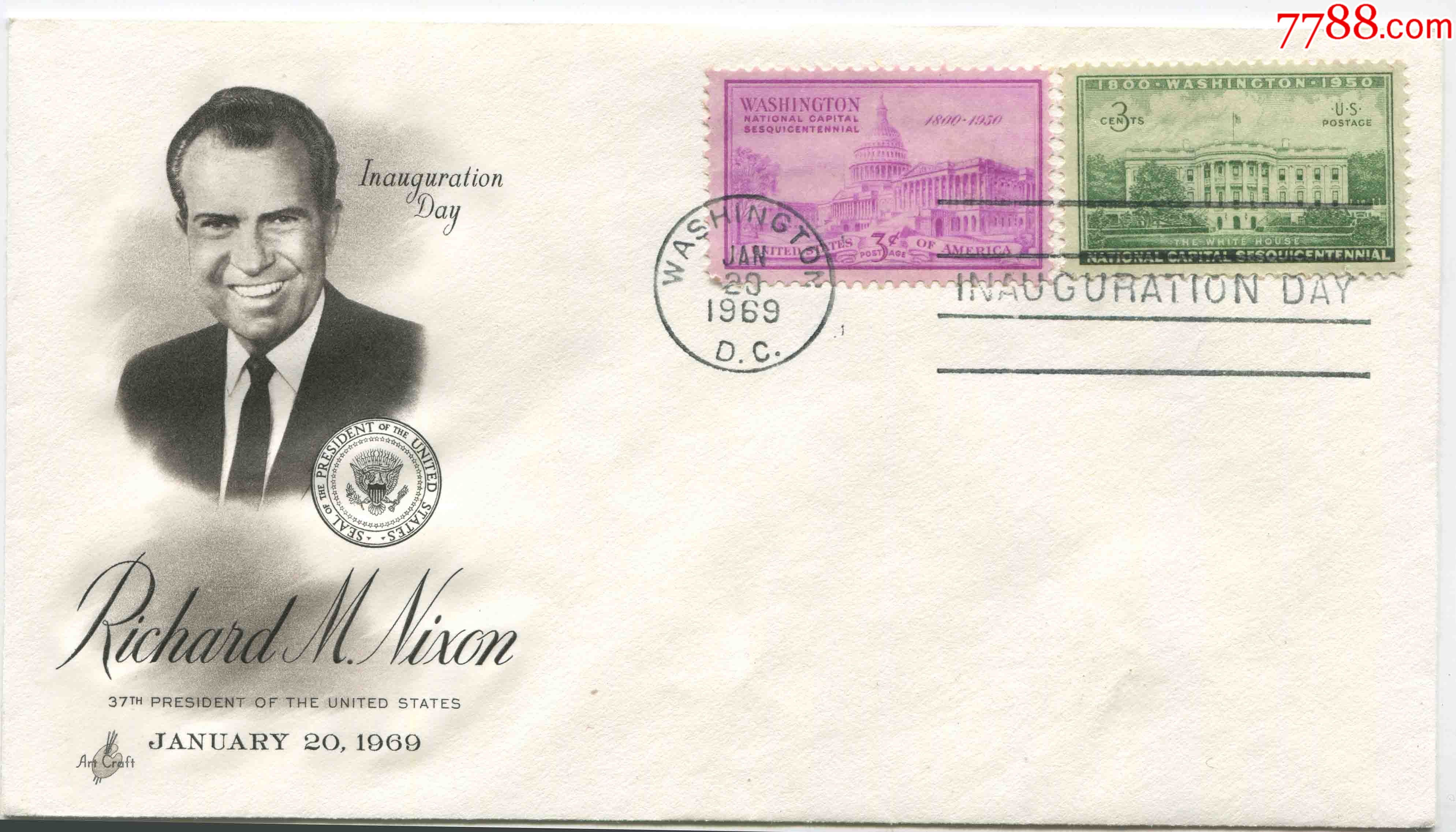 美国邮票1969年第37任总统尼克松纪念封fdci15