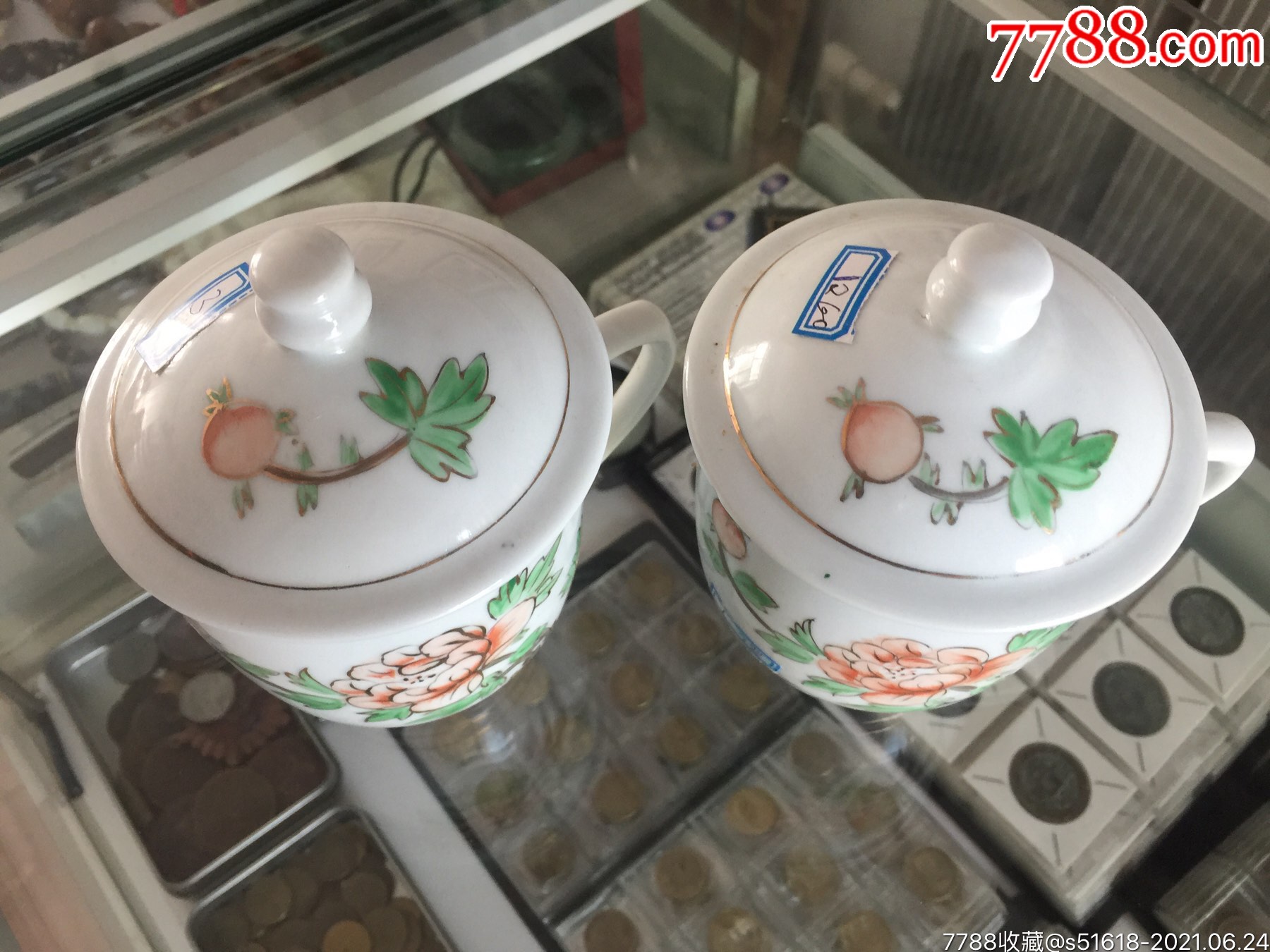 567瓷手繪茶杯一對_彩繪瓷/彩瓷_收藏價格_鑑定交易_7788瓷器網