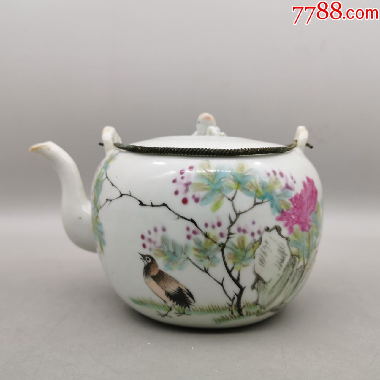 民国粉彩花鸟壶-价格:2600元-se81040614-茶壶-零售-7788收藏__收藏
