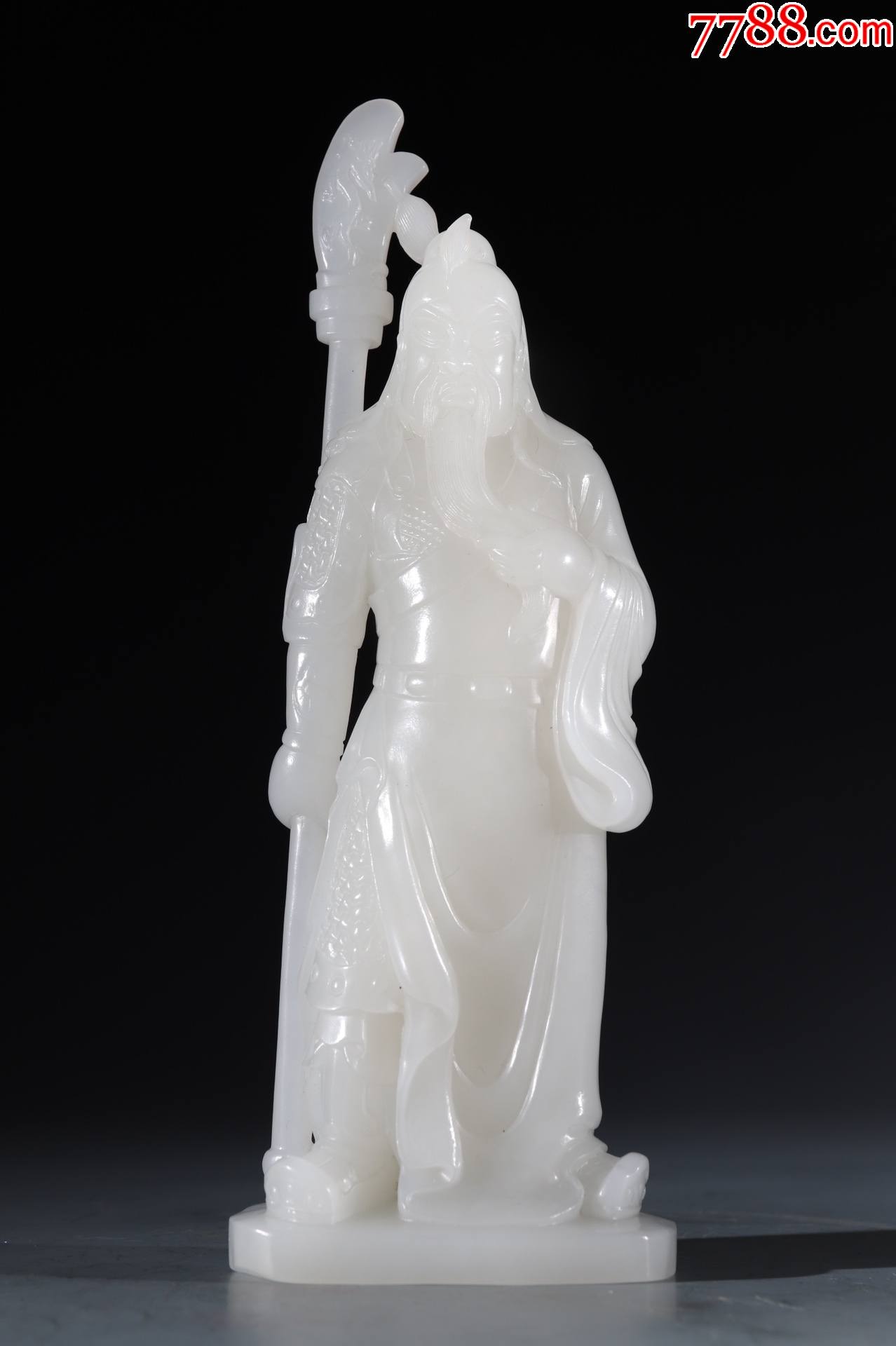 羊脂白玉关公立像