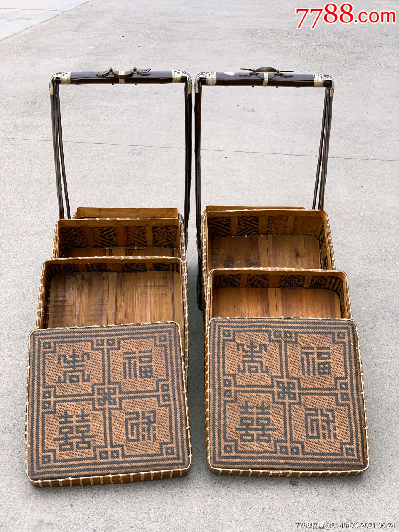 民国时期竹制大提盒食盒