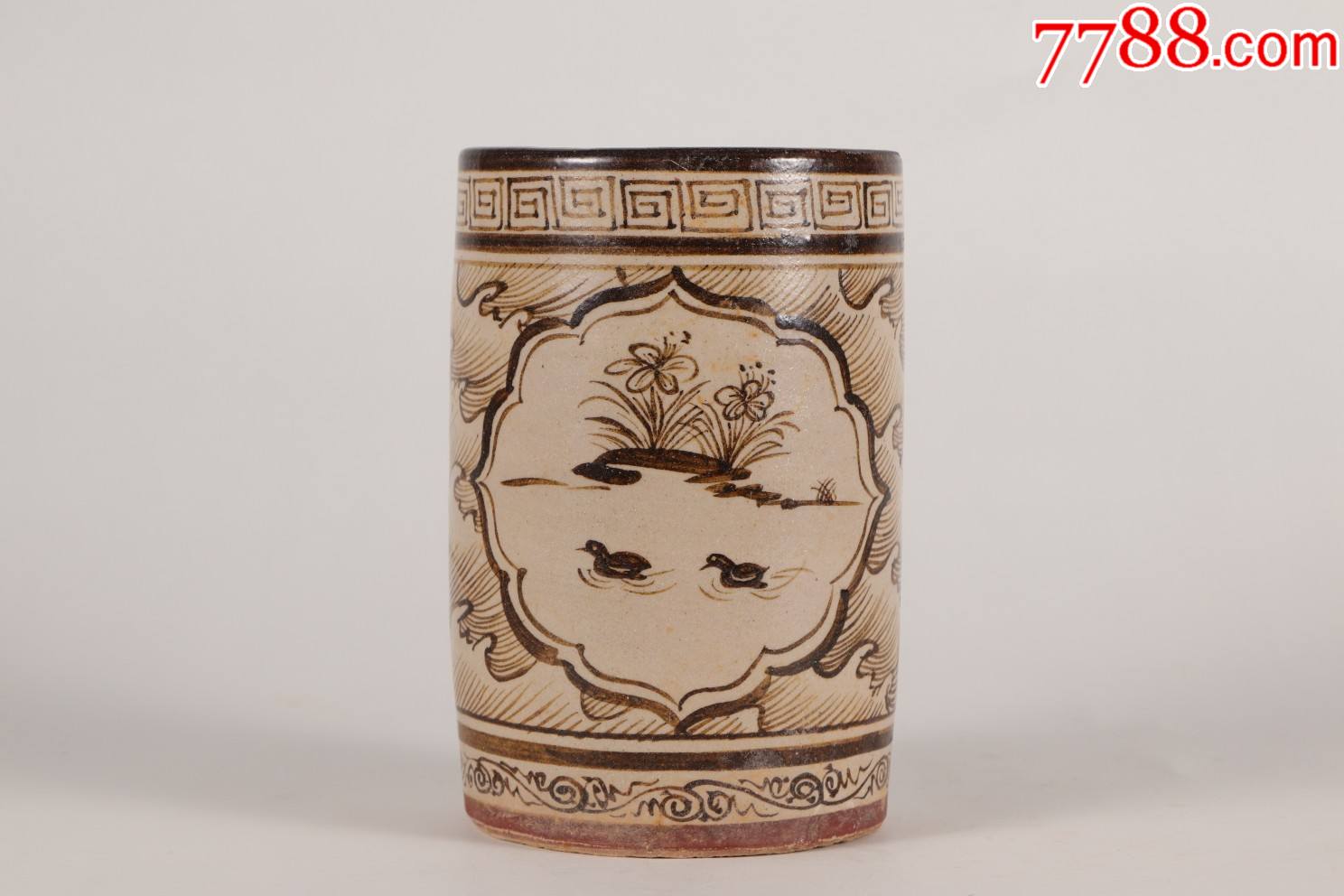 磁州窑荷塘鸳鸯纹笔筒_价格17000元_第1张_7788收藏__收藏热线