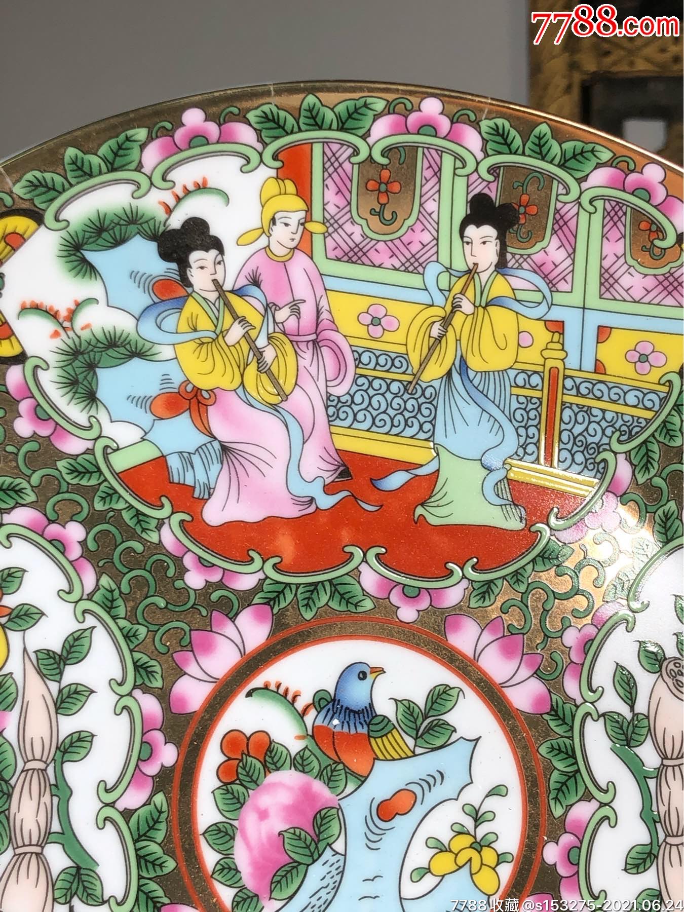 广彩人物大盘收藏级潜力股手工绘画釉上彩大师级工艺质感一流值得收藏