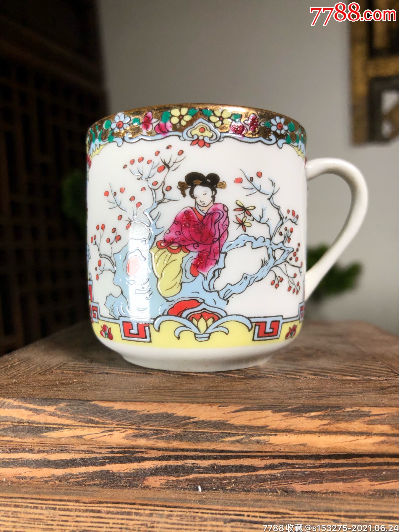 广彩人物茶杯收藏级潜力股手工绘画釉上彩大师级工艺质感一流值得收藏