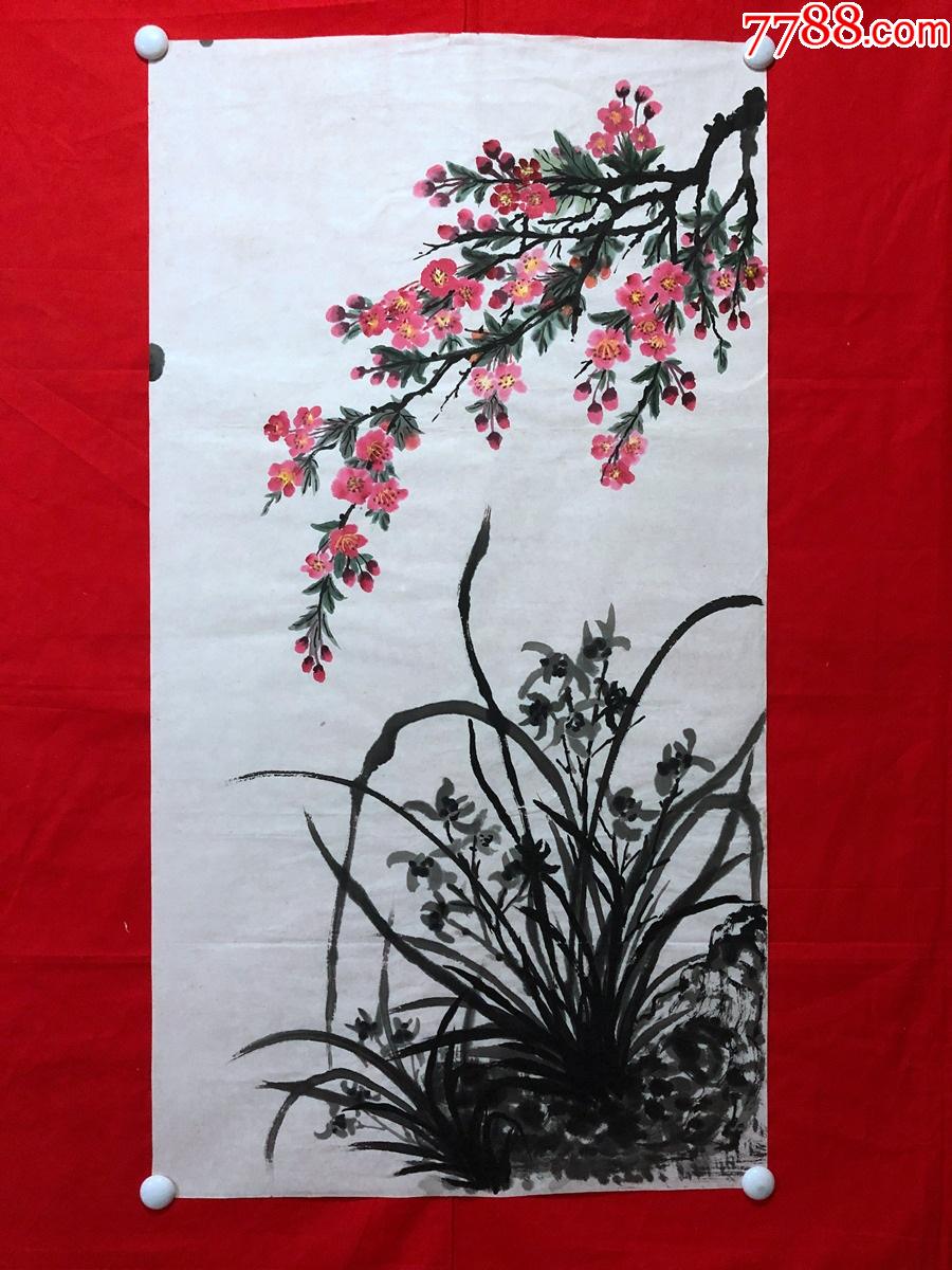 书画13124,无款花鸟画,三尺全开_花鸟国画原作_成都故纸【7788收藏__收藏热线】