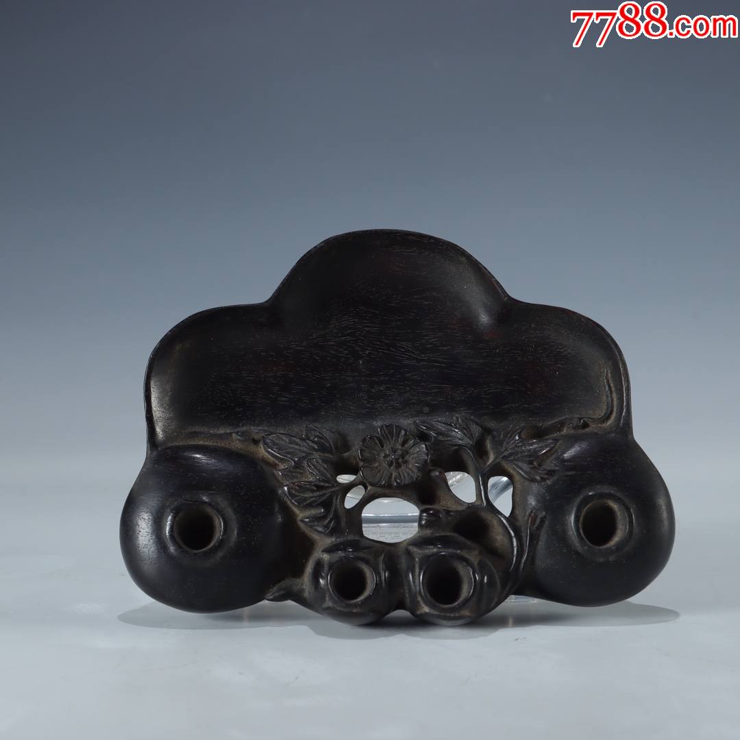 旧藏【紫檀木花卉笔舔】