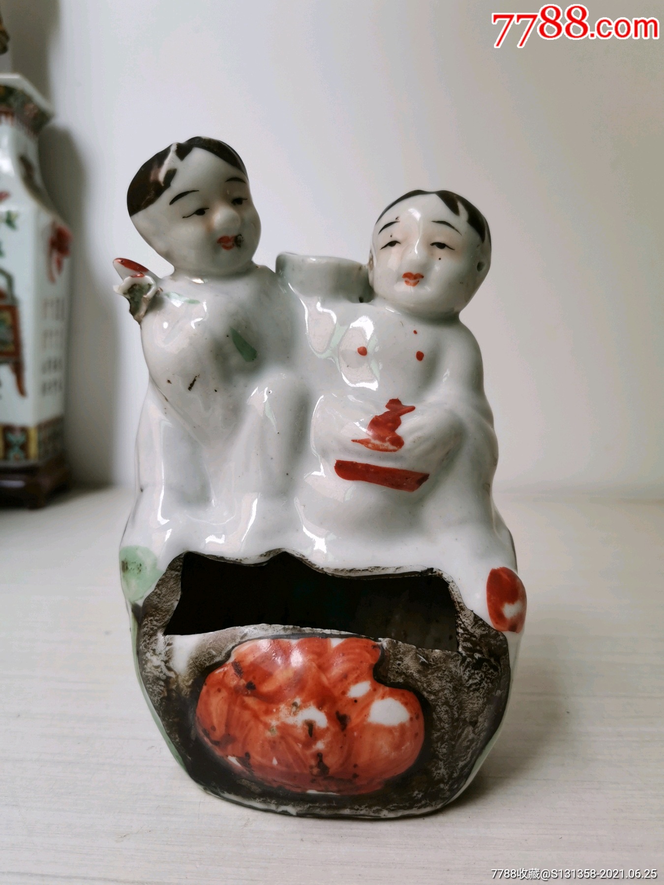 民国和合二仙瓷像